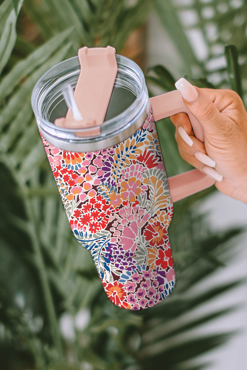 Floral Tumbler with Straw