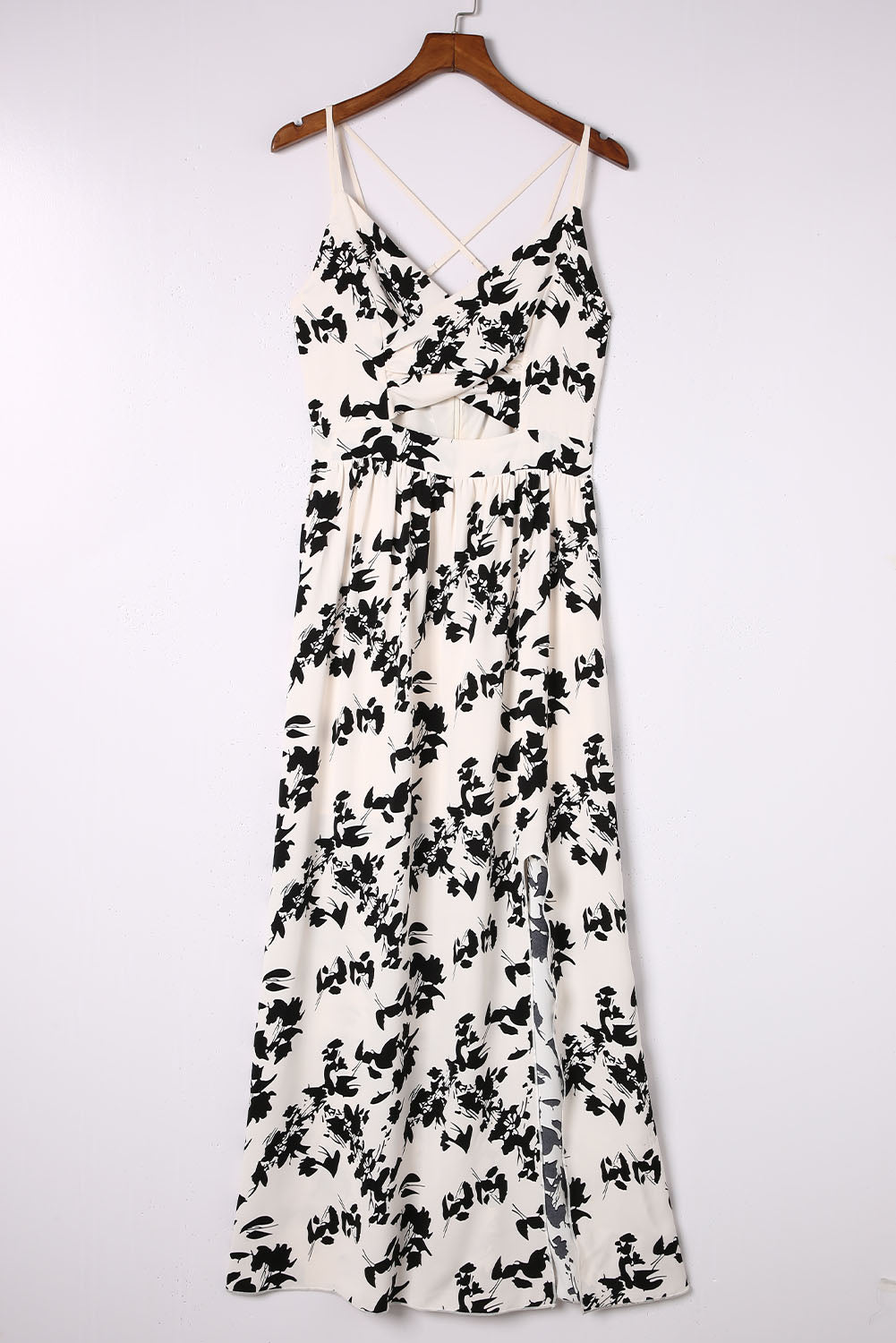Criss-Cross Black & White Floral Dress