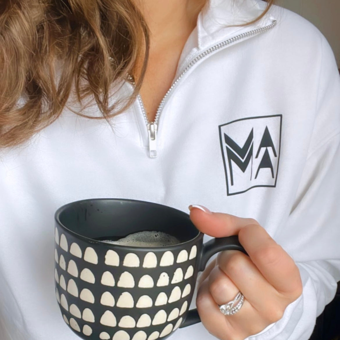 White 1/4 Zip MAMA