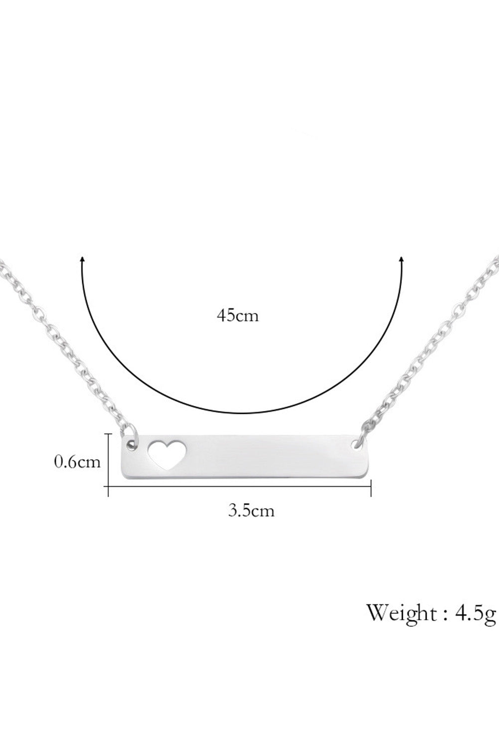 Pink Stainless Steel Bar Heart Cutout Necklace