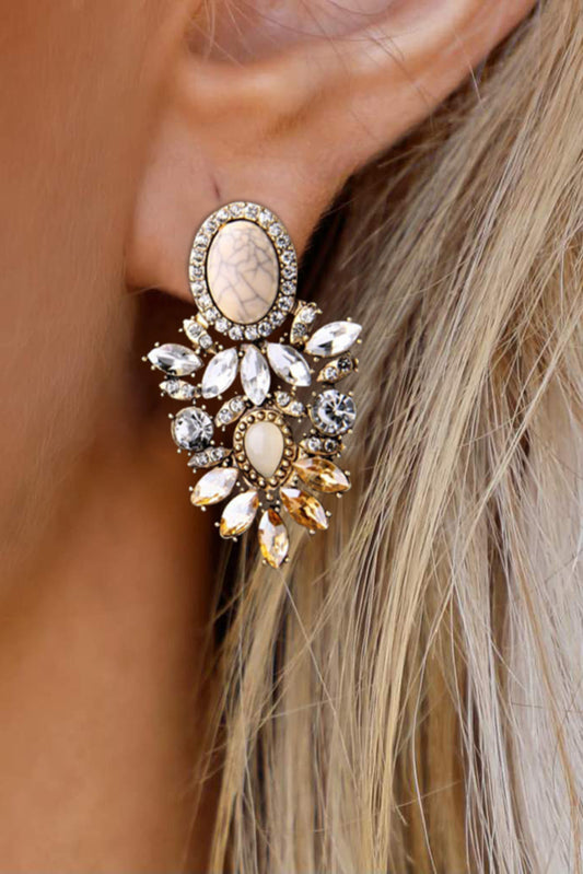 Rhinestone Oval Drop Earrings