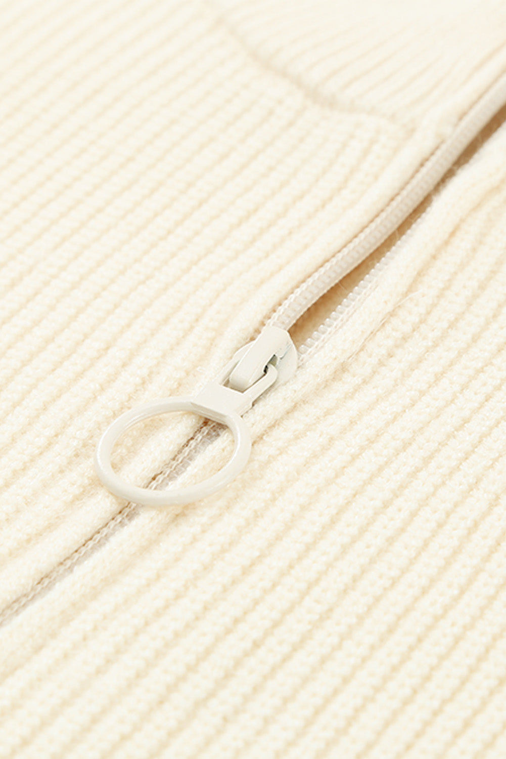 Cream Striped 1/4 zip Sweater