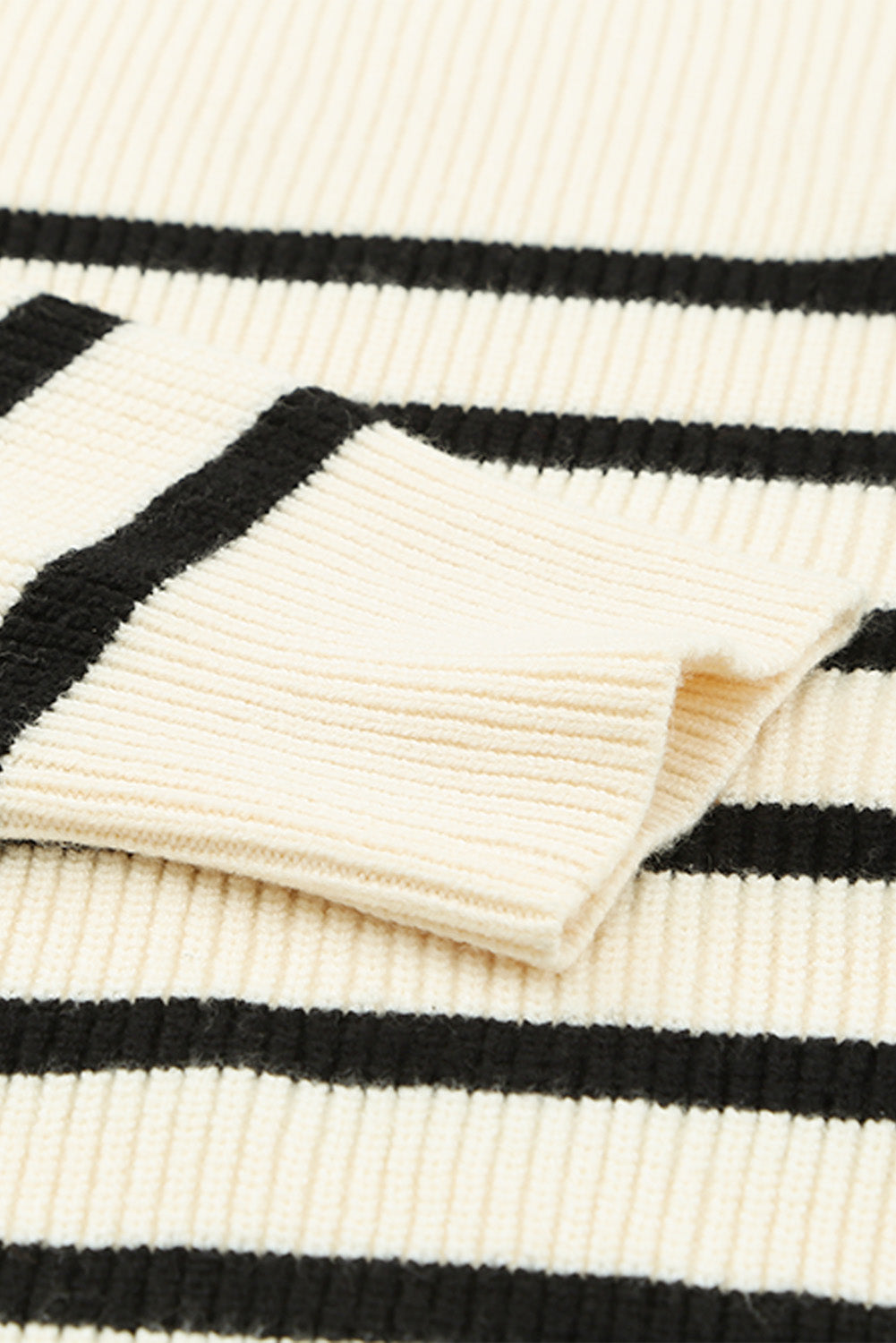 Cream Striped 1/4 zip Sweater