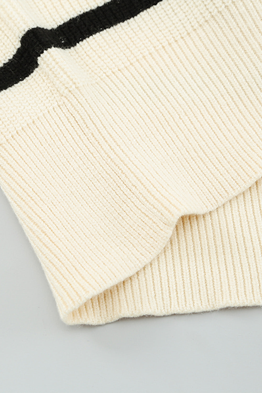 Cream Striped 1/4 zip Sweater