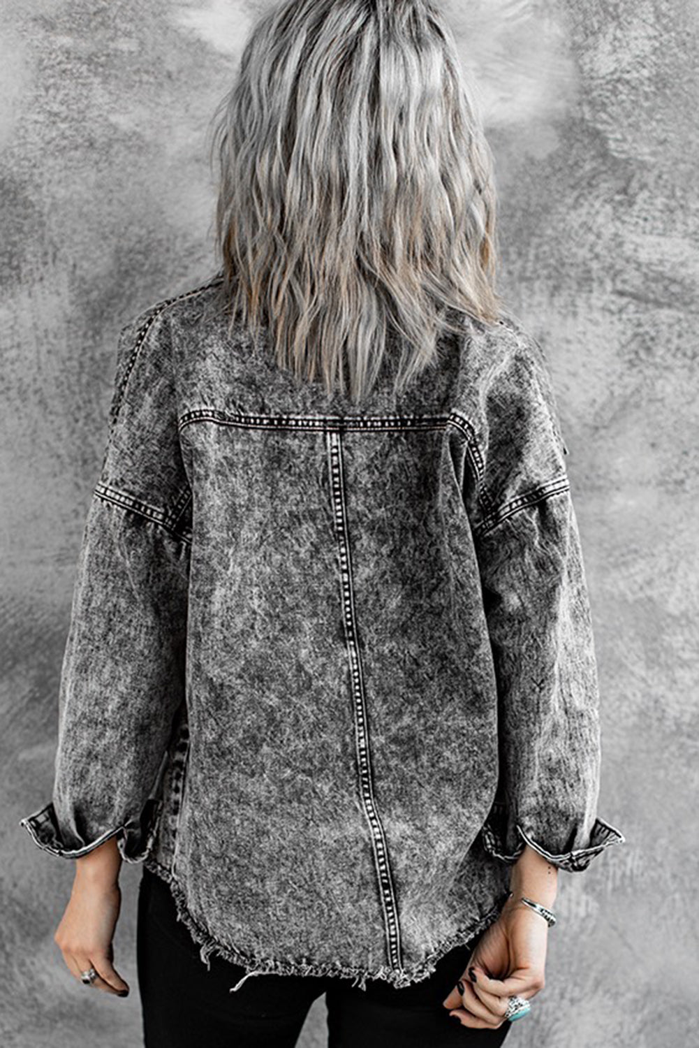Grey Bleach Wash Denim Jacket