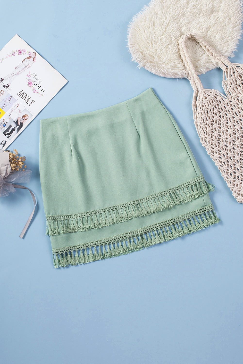 Green Tassel Skirt