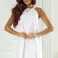 White Boho Eyelet Pattern Halter Neck Sleeveless Dress