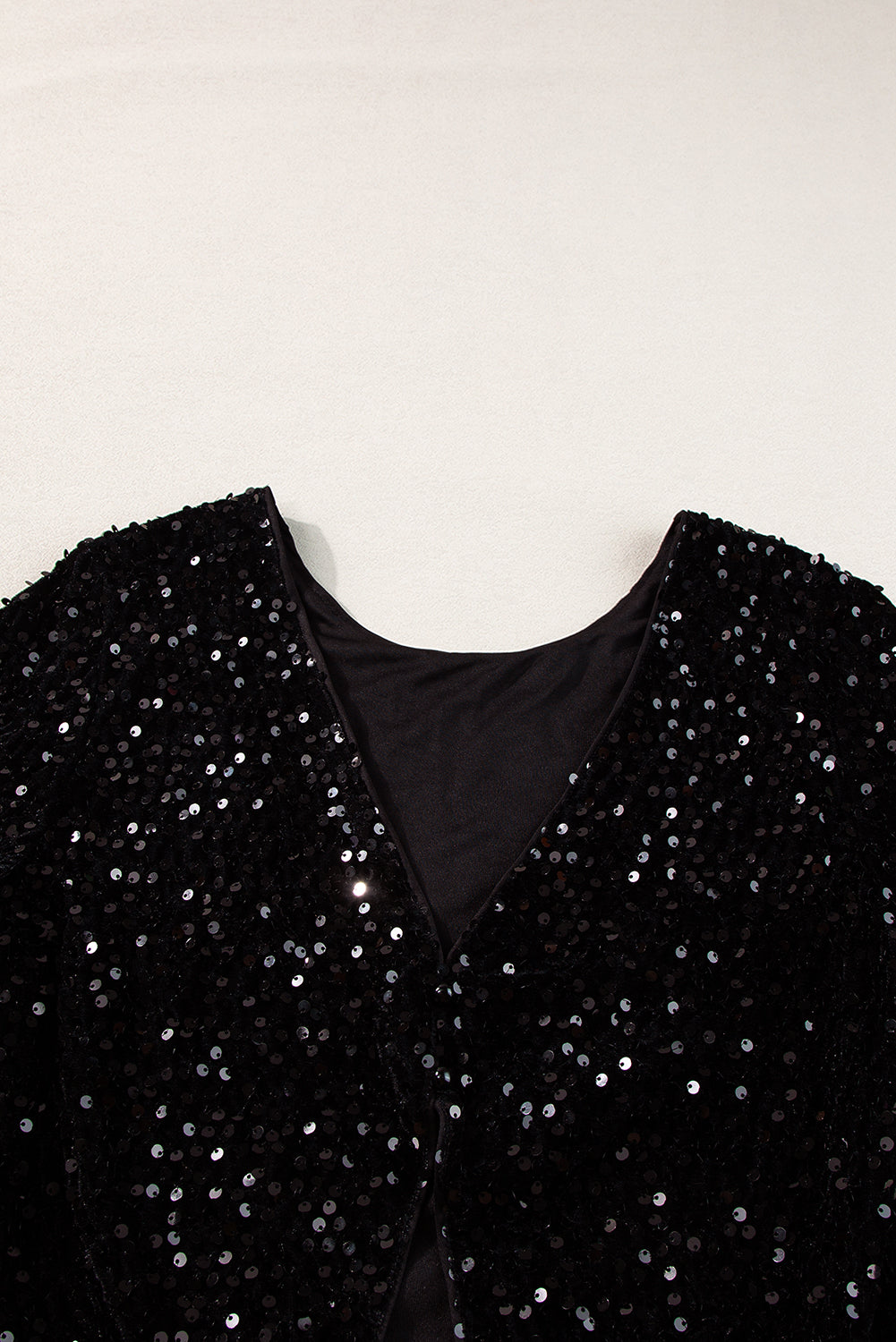 Chicory Coffee Sequin Long Sleeve Cutout Back Top