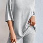 Apricot Plain Ribbed Loose Fit Two Piece Lounge Set