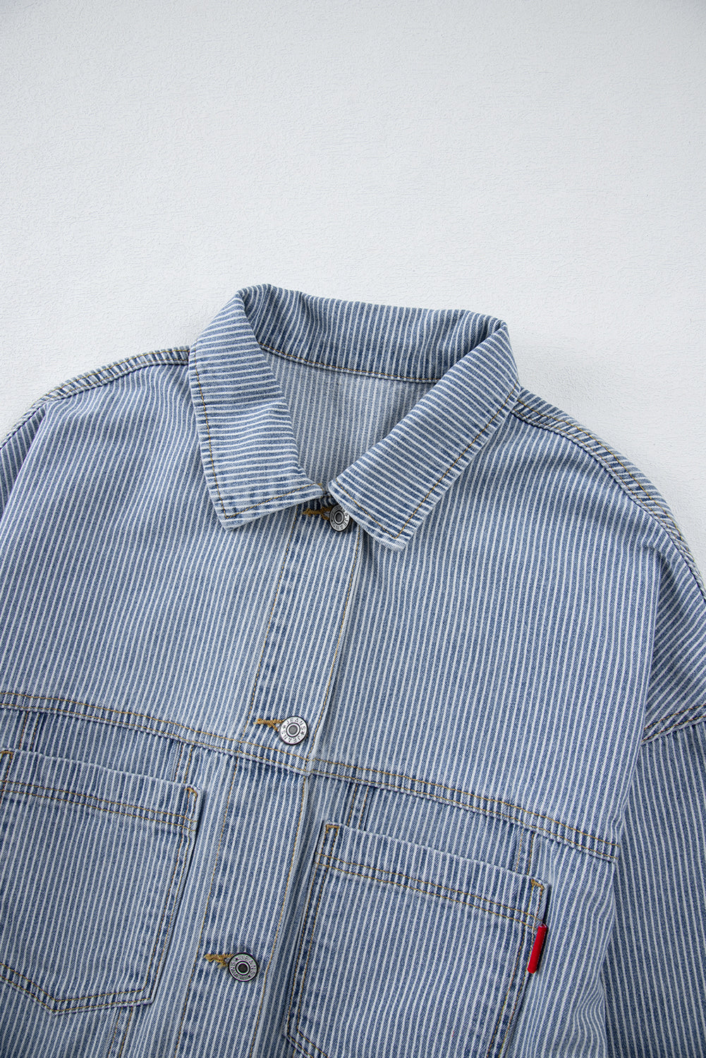 Light Blue Washed Oversize Pocketed Denim Jacket