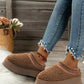 White Embroidered Sherpa Plush Thick Sole Winter Slippers