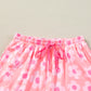 Pink Flower Print Short Sleeve Shirt Pajamas Set