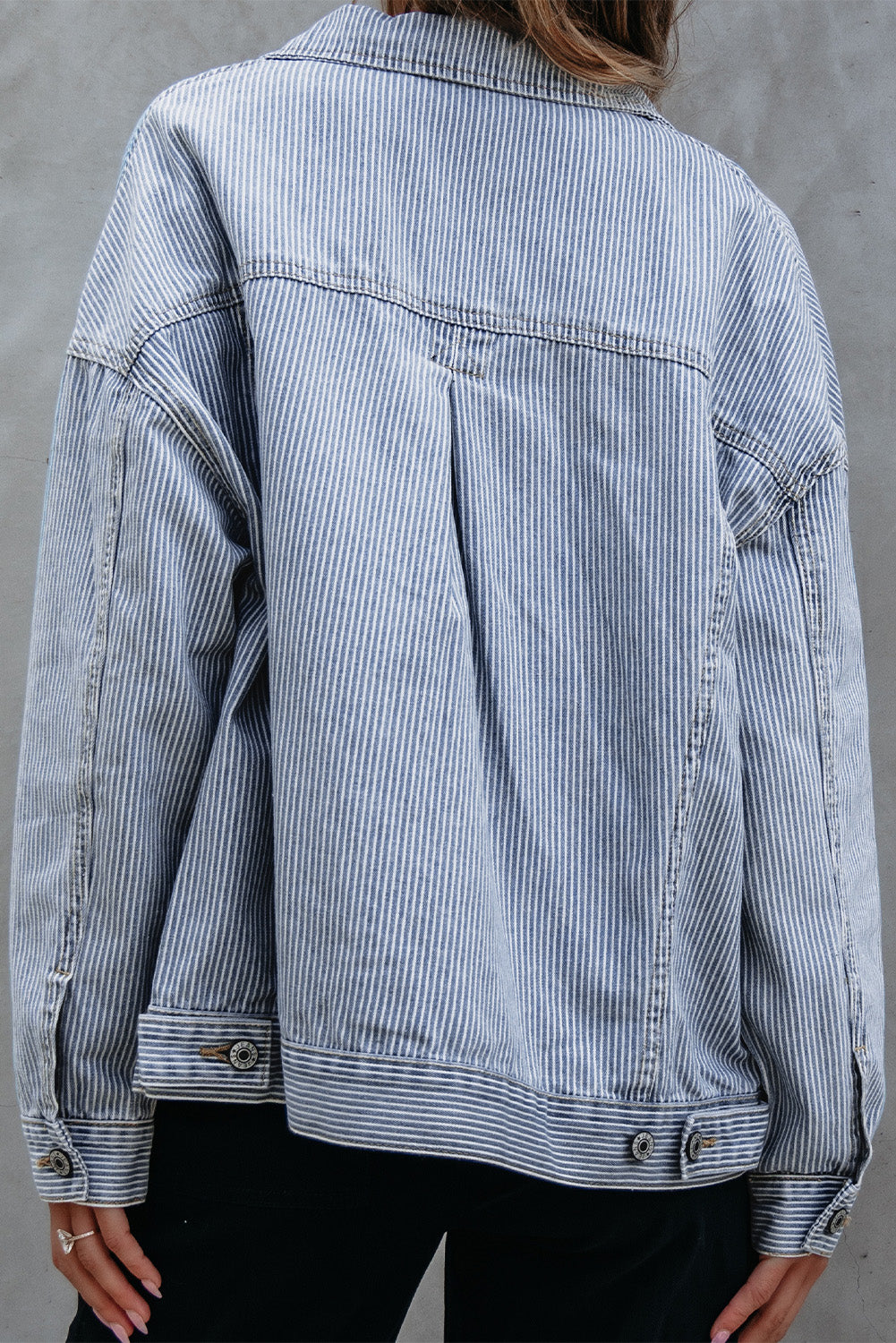 Light Blue Washed Oversize Pocketed Denim Jacket