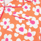 Pink Flower Print Short Sleeve Shirt Pajamas Set