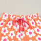 Pink Flower Print Short Sleeve Shirt Pajamas Set