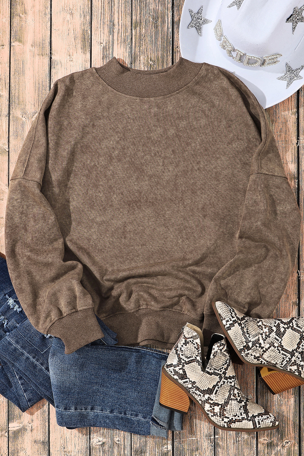 Black Drop Shoulder Crew Neck Pullover Sweatshirt