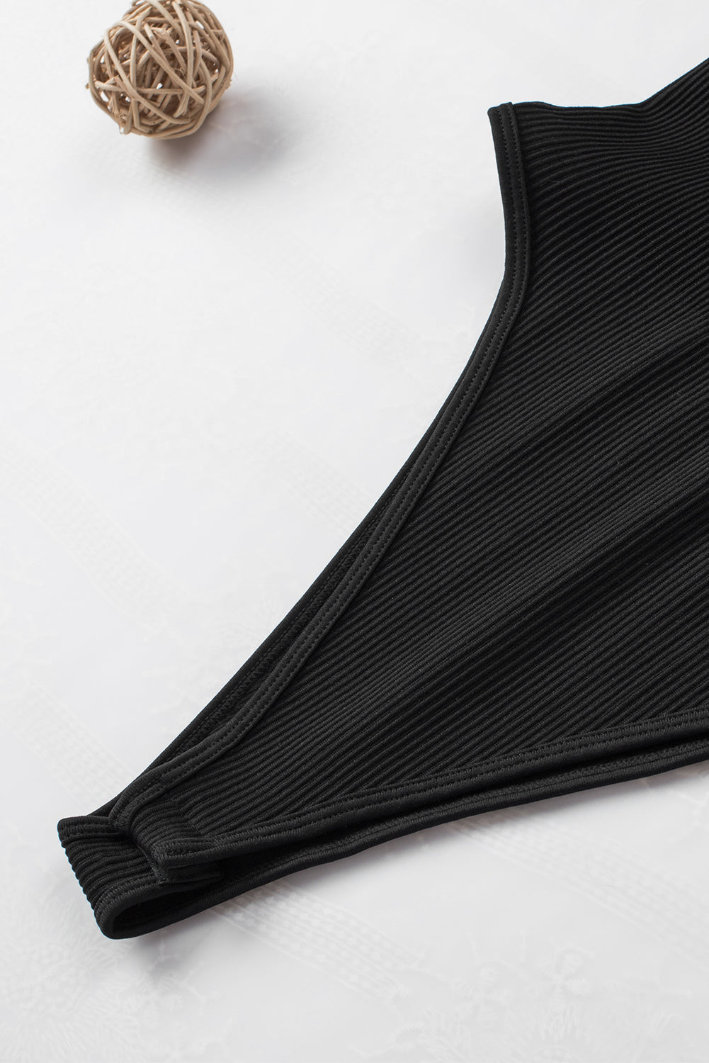 Black Sleeveless Ribbed Bodysuit