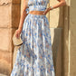 Black Multicolor Floral Ruffled Crop Top and Maxi Skirt Set