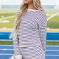 Black Stripe Textured 3/4 Sleeve Top and Shorts Set