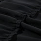 Black Button V Neck Frilly Tiered Sleeveless Dress