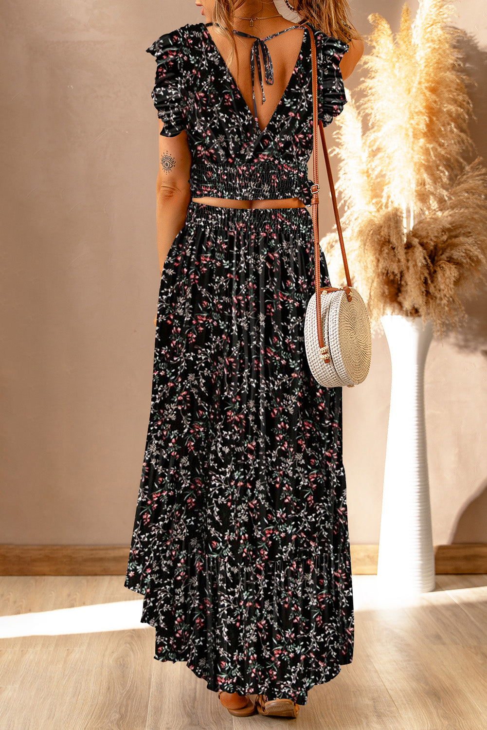 Floral maxi skirt set best sale