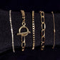 Gold Rhinestone Geometric 5-pcs Bracelet Set