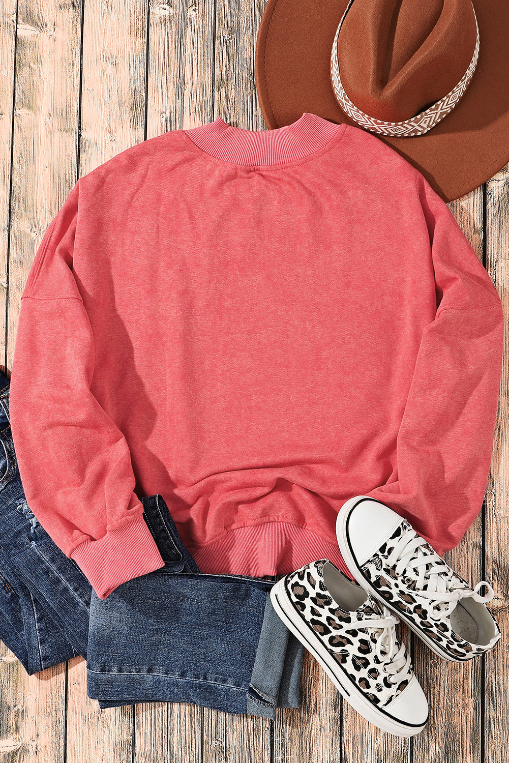 Black Drop Shoulder Crew Neck Pullover Sweatshirt