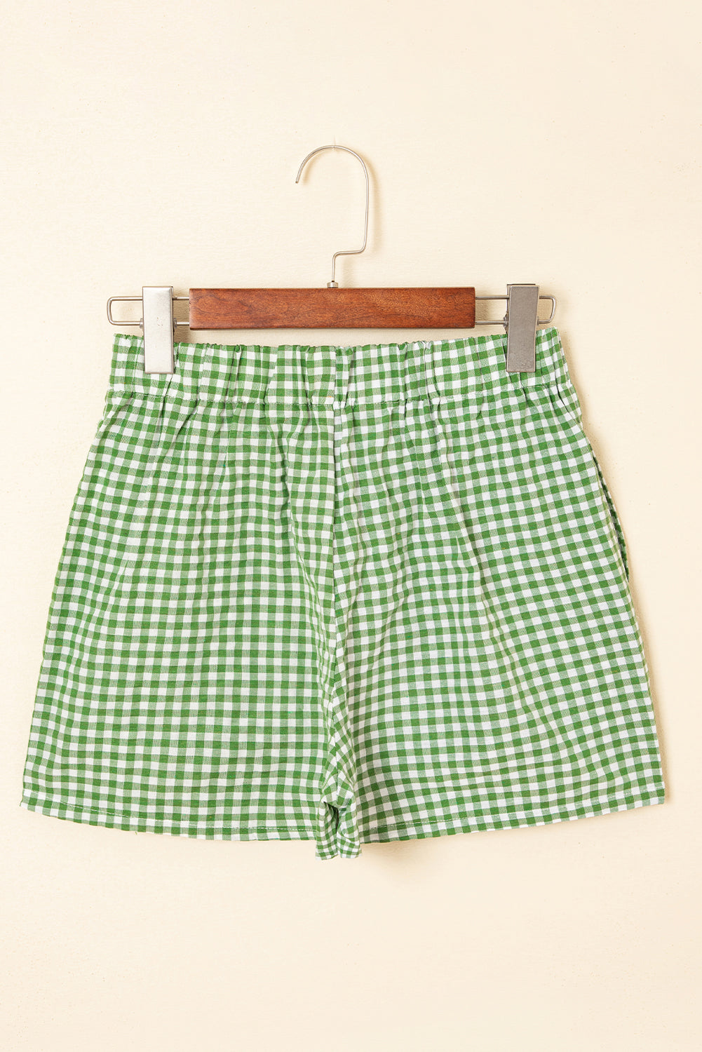 blue Red Plaid Gingham Printed High Waist Shorts