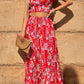 Black Multicolor Floral Ruffled Crop Top and Maxi Skirt Set