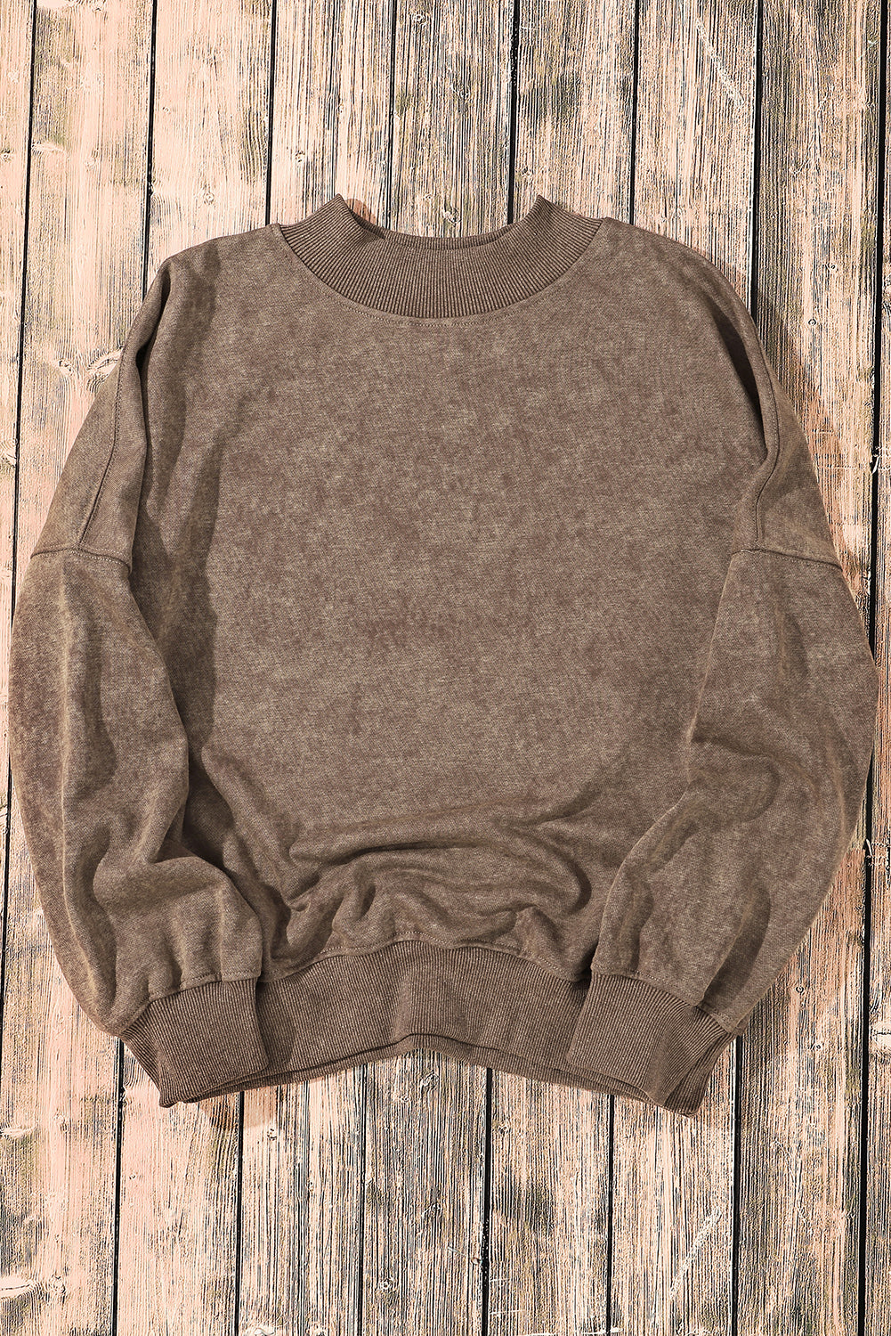 Black Drop Shoulder Crew Neck Pullover Sweatshirt