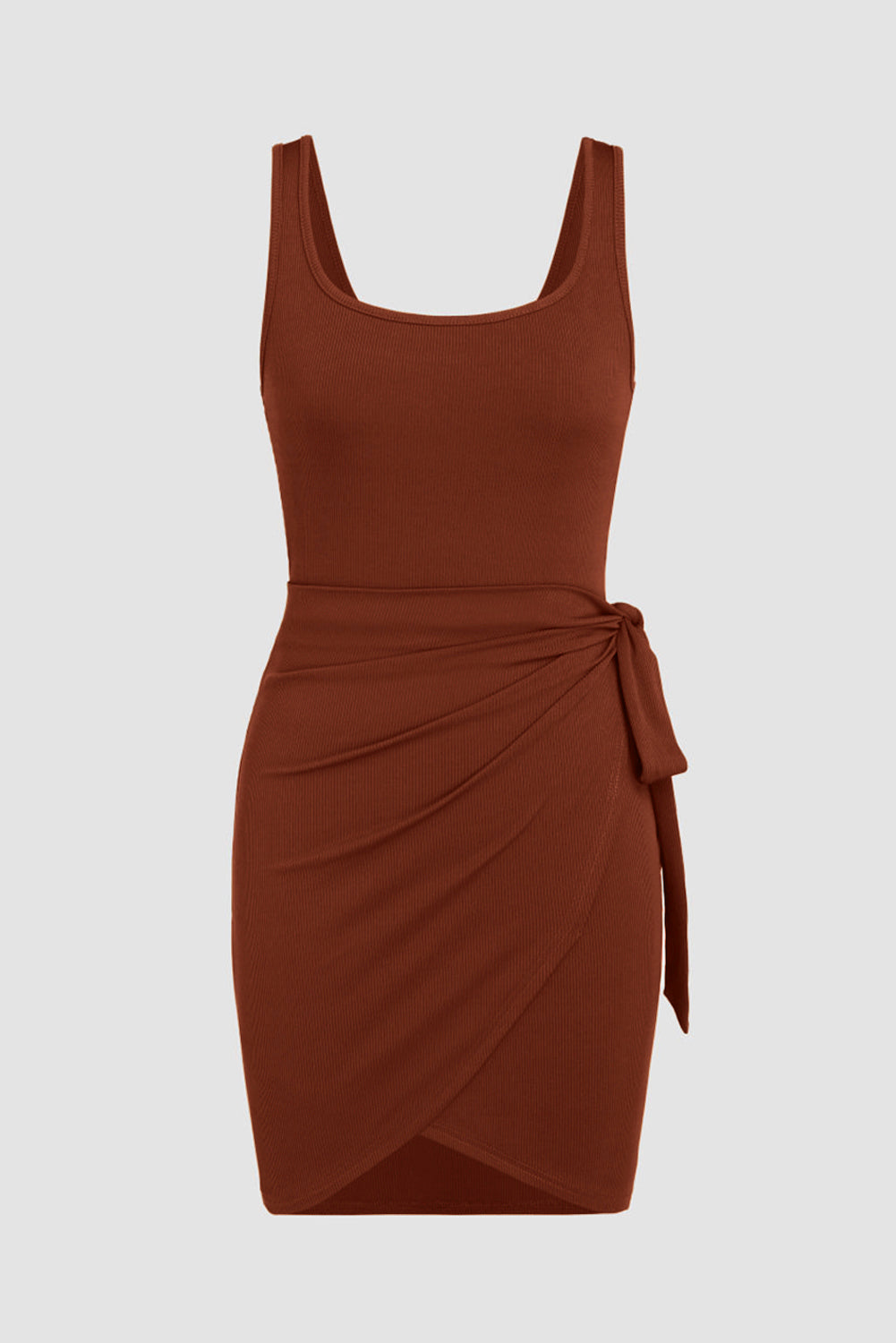 Coffee Knot Side Wrapped Sleeveless Mini Dress