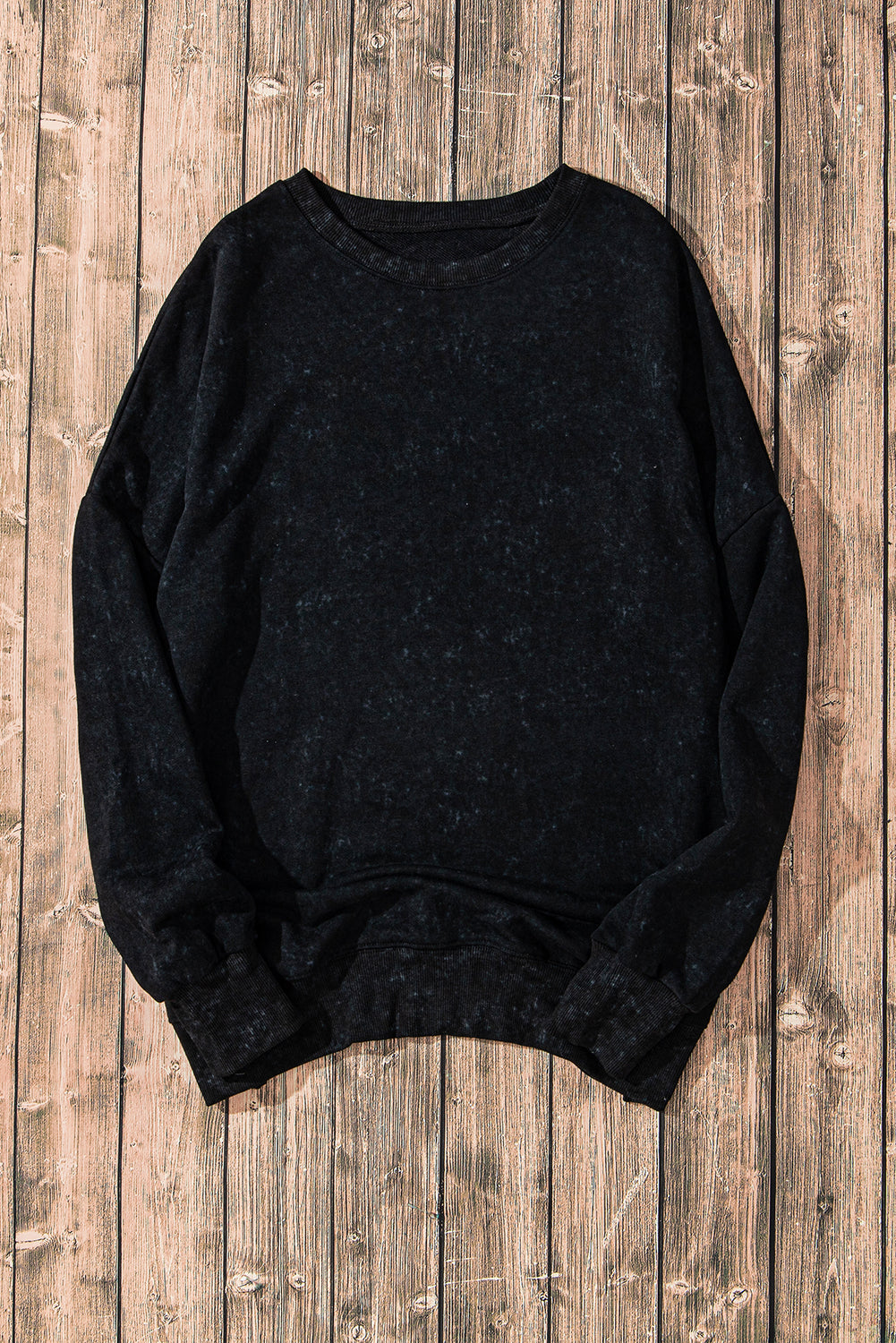 Black Drop Shoulder Ribbed Trim Oversized Sweatshirt