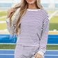 Black Stripe Textured 3/4 Sleeve Top and Shorts Set