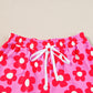 Pink Flower Print Short Sleeve Shirt Pajamas Set