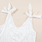 White Embroidery Patterned Knotted Straps V Neck Tank Top