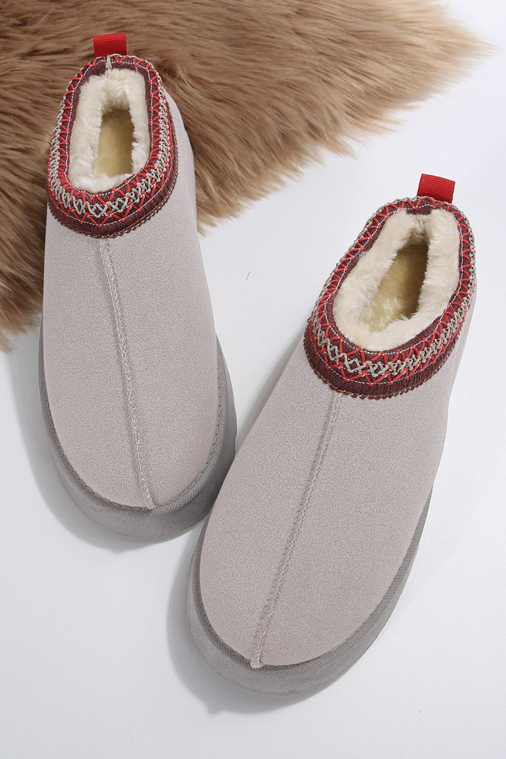 Chestnut Contrast Print Suede Plush Lined Snow Boots