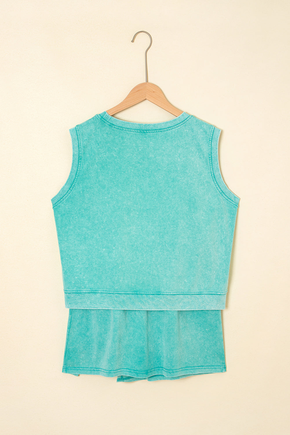 Myosotis 2 Pieces Mineral Wash Cotton Tank Top Lined Split Skirt Set