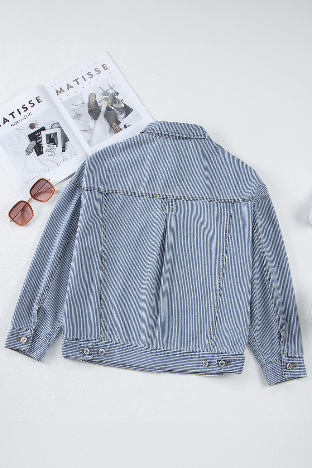 Light Blue Washed Oversize Pocketed Denim Jacket