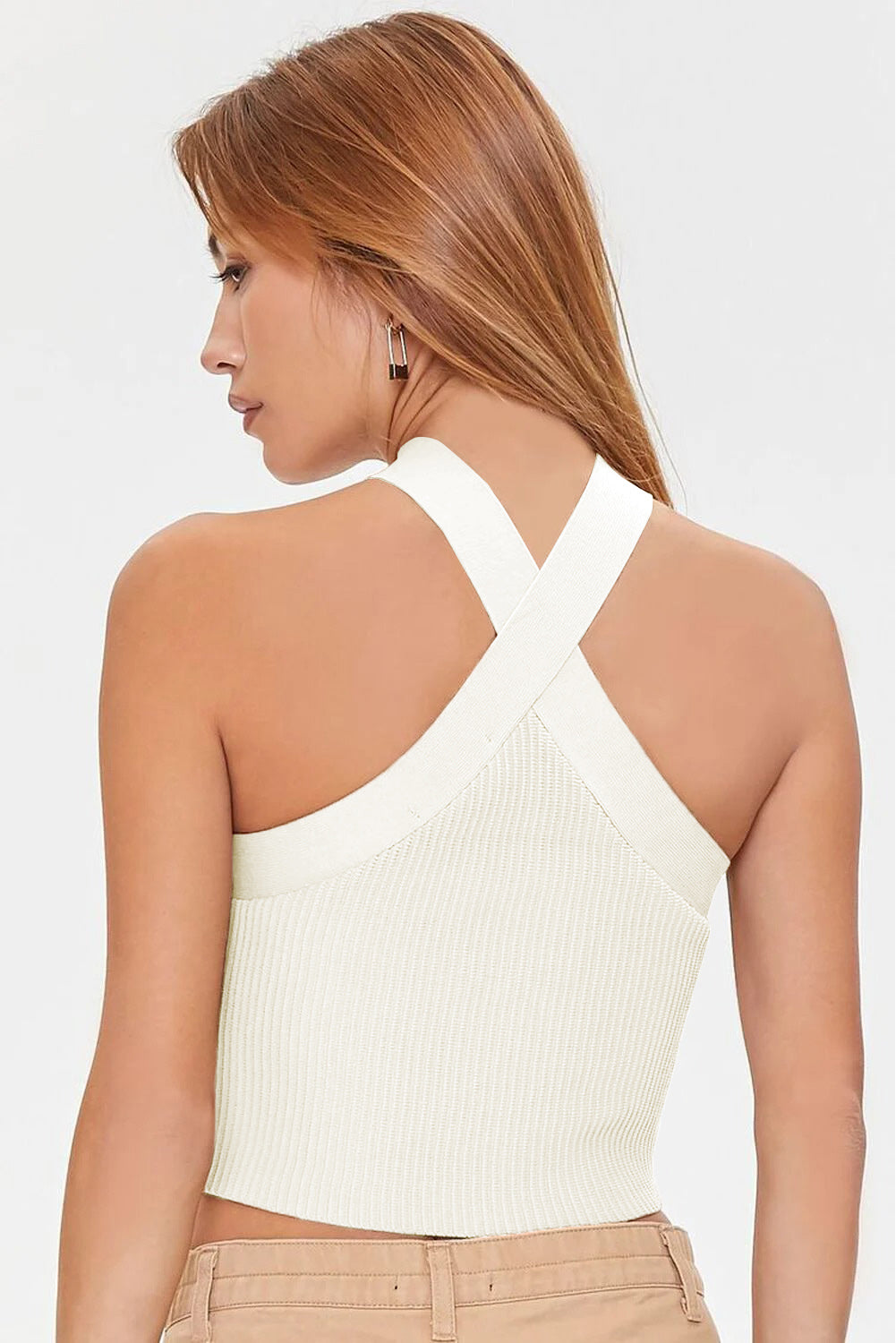 Ribbed White Knit Tank Top