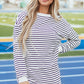 Black Stripe Textured 3/4 Sleeve Top and Shorts Set