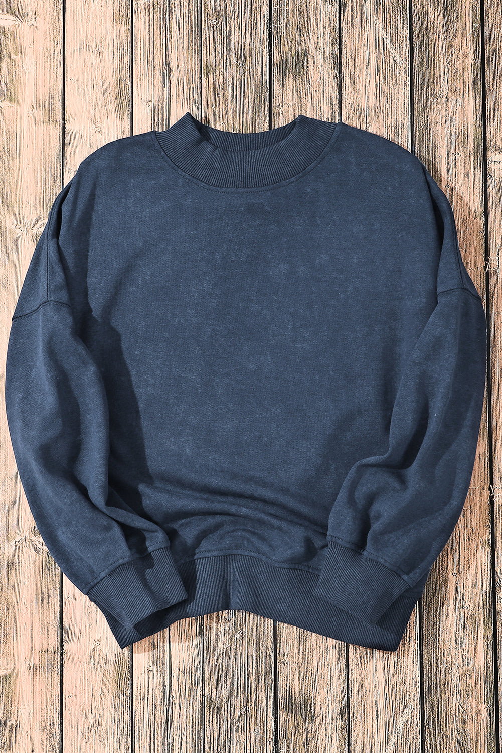 Black Drop Shoulder Crew Neck Pullover Sweatshirt