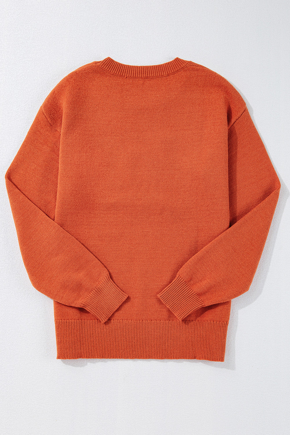 Apricot Boo Knitted Pattern Ribbed Edge Drop Shoulder Sweater