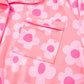 Pink Flower Print Short Sleeve Shirt Pajamas Set