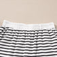 Black Stripe Textured 3/4 Sleeve Top and Shorts Set