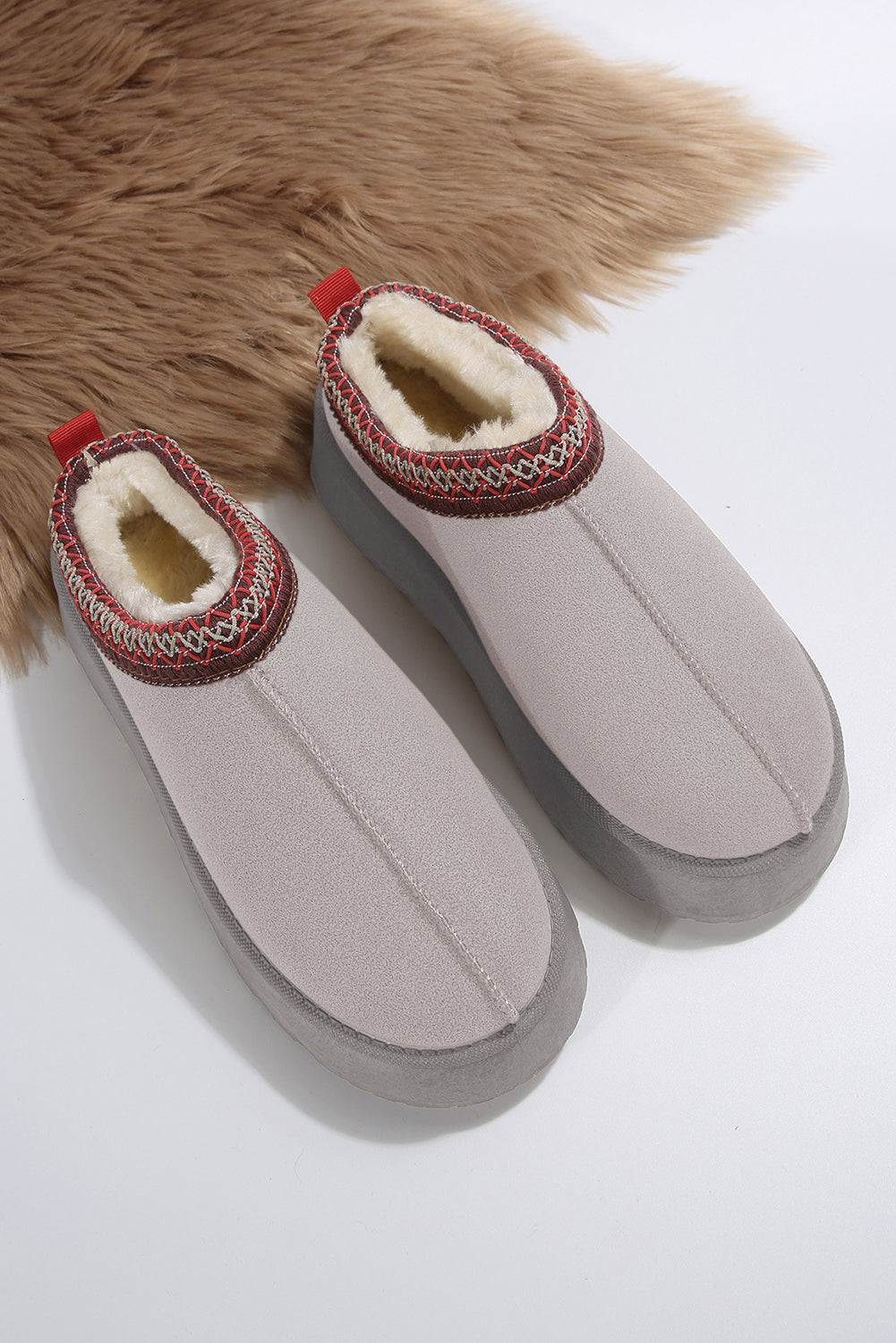 Chestnut Contrast Print Suede Plush Lined Snow Boots