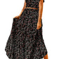 Black Multicolor Floral Ruffled Crop Top and Maxi Skirt Set