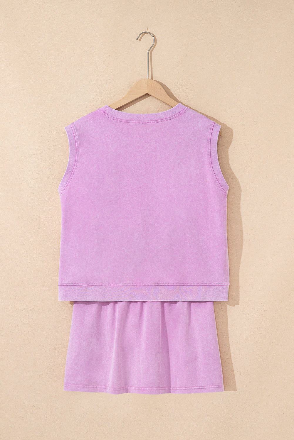 Myosotis 2 Pieces Mineral Wash Cotton Tank Top Lined Split Skirt Set