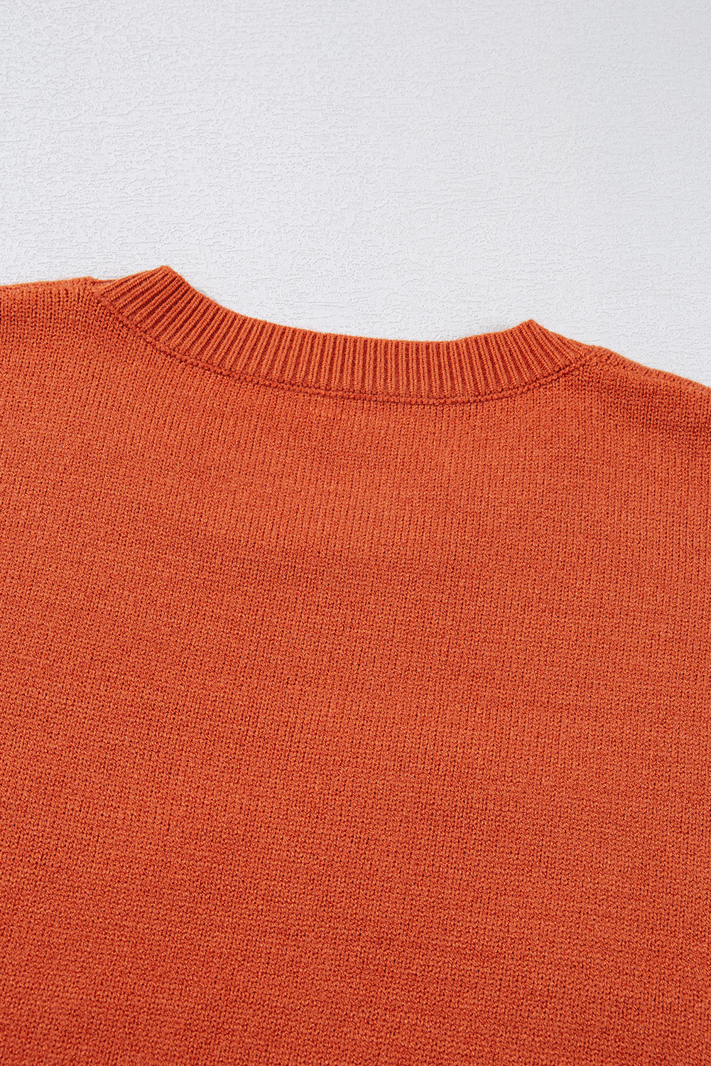 Apricot Boo Knitted Pattern Ribbed Edge Drop Shoulder Sweater