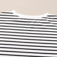 Black Stripe Textured 3/4 Sleeve Top and Shorts Set