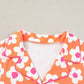 Pink Flower Print Short Sleeve Shirt Pajamas Set